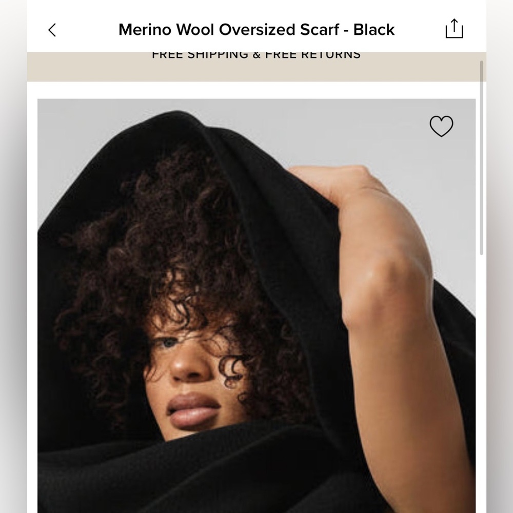 Authentic Merino Wool Oversized Scarf - Black